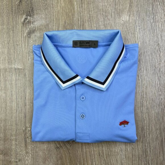 G/Fore Mens Blue Short Sleeve Stretch Golf Polo Shirt Size L POINCIANA GOLF CLUB - Picture 1 of 12
